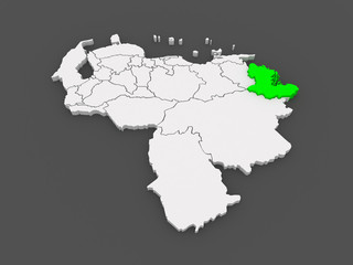 Map of Delta Amacuro. Venezuela.