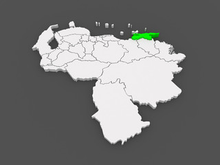 Map of Sucre. Venezuela.