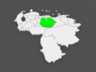 Map of Guarico. Venezuela.