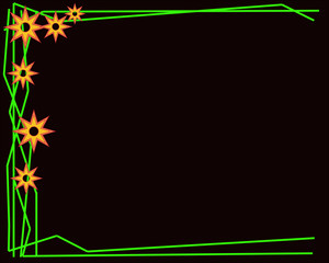 yellow flower with green line on a black background