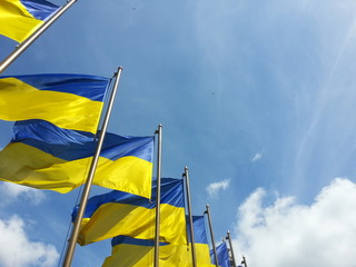 Ukraine flag in the sky