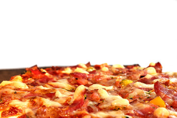 pizza on the brown plate, isolated