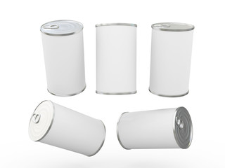 White blank label tin can packaging with pull tab, clipping path