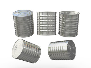 Blank cylindrical tin can with pull ring, clipping path included