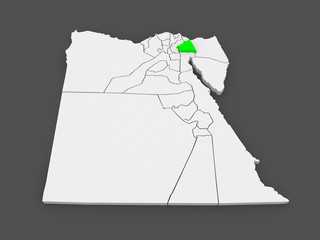 Map of Ismailia. Egypt.