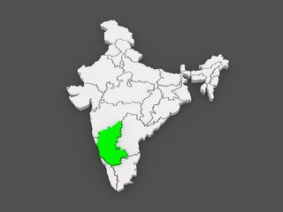 Map of Karnataka. India.