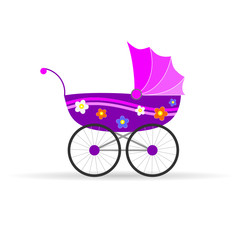 Fototapeta na wymiar baby carriage in pink for girl vector illustration