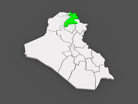 Map of Erbil. Iraq.