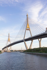 Fototapeta na wymiar Phumiphol 1 rope bridge cross Chaopraya river
