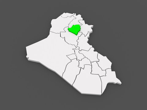 Map of Kirkuk. Iraq.