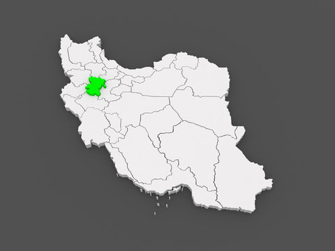 Map of Hamadan. Iran.