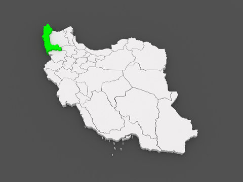 Map of West Azerbaijan. Iran.