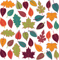 Obraz premium Large Vector Set of Abstract Autumn Leaves