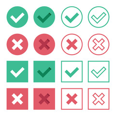 Vector Set of Flat Design Check Marks Icons