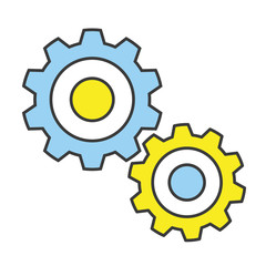 Vector Flat Line Design Concept Gears Icon