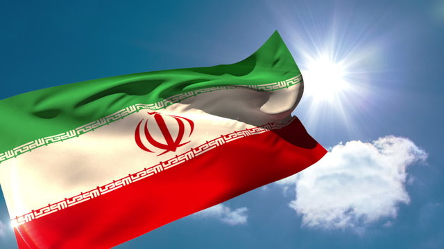 Iran national flag blowing in the breeze