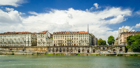 Fototapeta na wymiar Turin (Torino), river Po and Murazzi