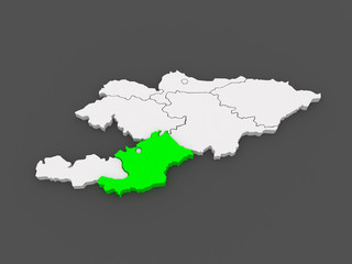 Map of Osh oblast. Kyrgyzstan.