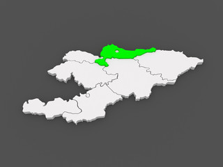 Map of Chui. Kyrgyzstan.