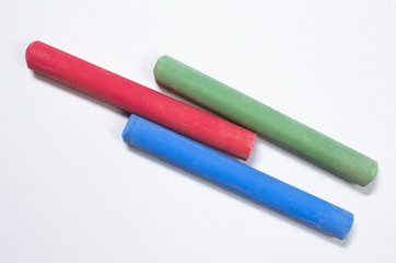 colored chalks white background