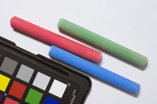 colored chalks and color cheker