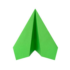 Green airplane made of paper