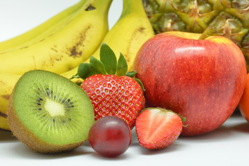 Raw healthy set fruits