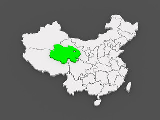 Map of Qinghai. China.