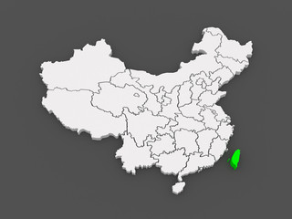 Map of Taiwan. China.