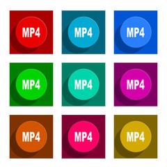 mp4 flat icon vector set