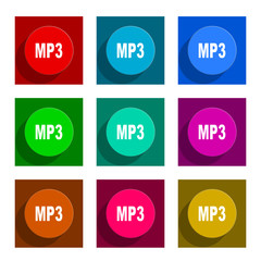 mp3 flat icon vector set