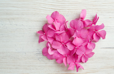 heart made of hydrangea flower