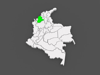 Map of Cordova. Colombia.