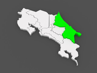 Map of Limon. Costa Rica.