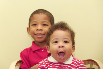 Portrait of two african brothers.  Focus in the front kid.