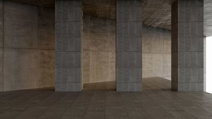 dark blank interior scene concrete wall