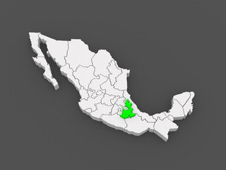 Map of Puebla. Mexico.