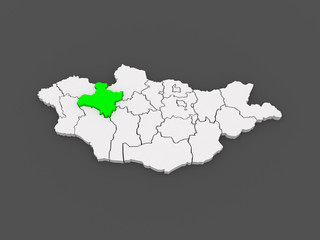 Map of Zavkhan. Mongolia.