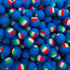 Italy football balls. 3D render background
