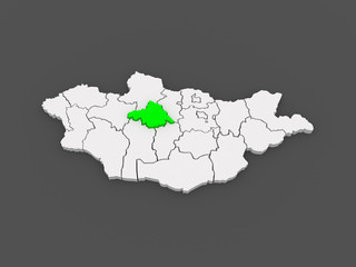 Map of Arhangai . Mongolia.