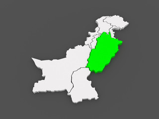 Map of Punjab. Pakistan.