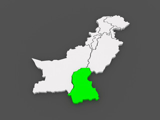 Map of Sindh. Pakistan.