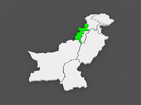 Map of Federally Administered Tribal Areas of Peshawar. Pakistan