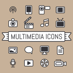 Retro Multimedia icons set