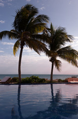Plakat swimming pool on tropical beach