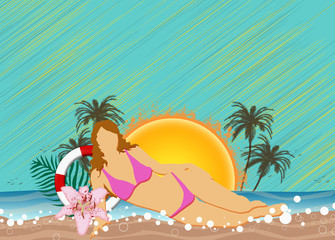Beach party or summer holiday background