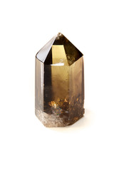 smokey black quartz crystal over white © Stephen Orsillo