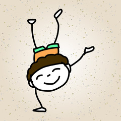 hand drawing cartoon character happy kids