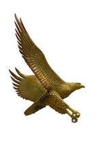 Golden eagle statue with big expanded wings