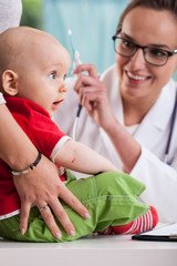 Little baby boy during medical exam
